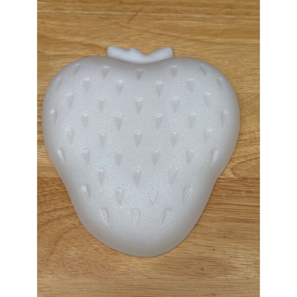 Hazel Atlas White Strawberry-Shaped Fruit  Milk Glass Candy Nut Dish Textured - Picture 2 of 4